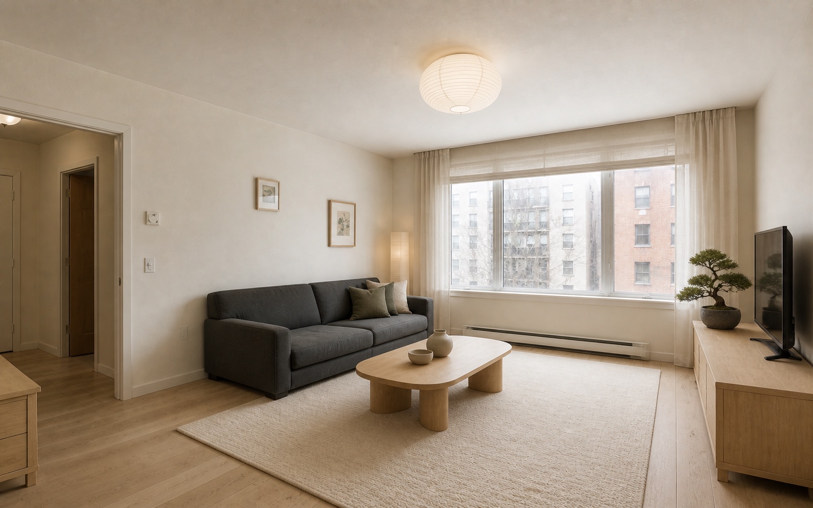 Japandi AI interior design variation of the original living room