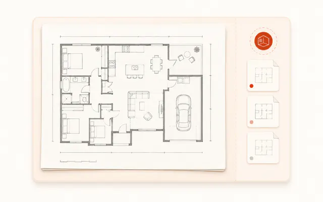 Real estate agent workflow showing a property floor plan prepared for a 3D listing preview